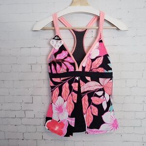 Zero Xposure Womens Tankini Swim Top Size XS Pink Floral UPF 30 Sun Protection